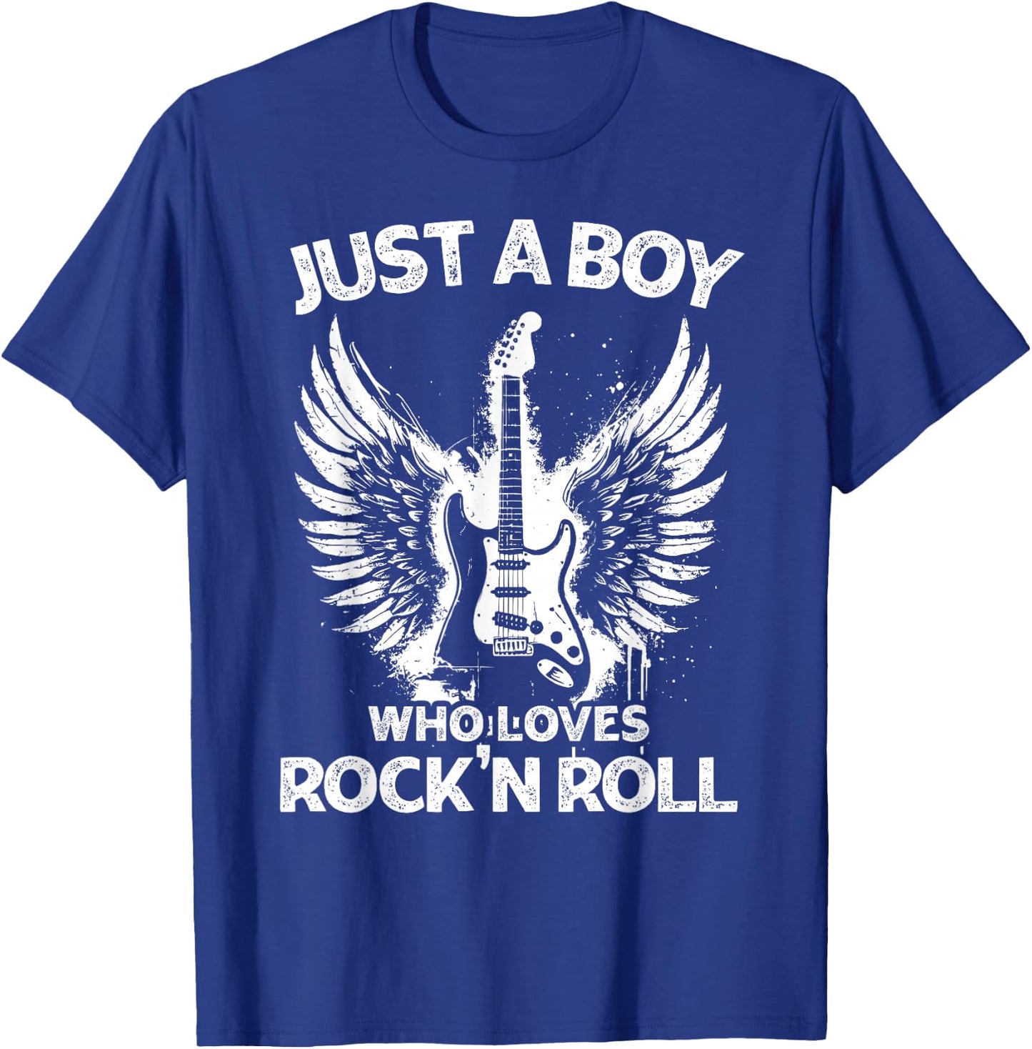 Just A Boy Who Loves Rock And Roll Rock Band Guitar Concert T-Shirt - T-Shirt | Royal