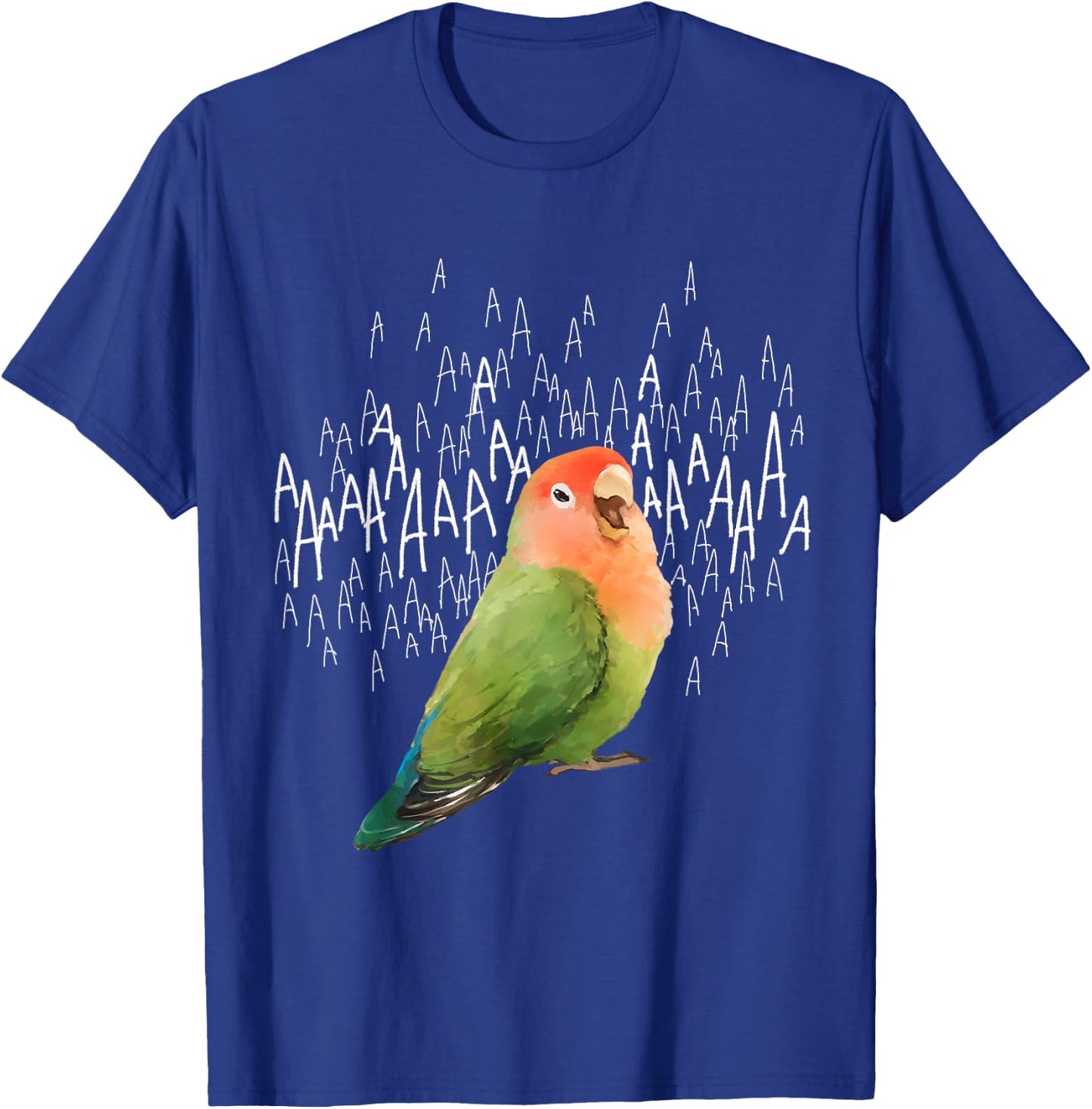 Birbber -Adults & Kids Black Screaming Lovebird (Green Peachfaced) Cotton 100% Modern Cartoon T-Shirt - T-Shirt | Royal