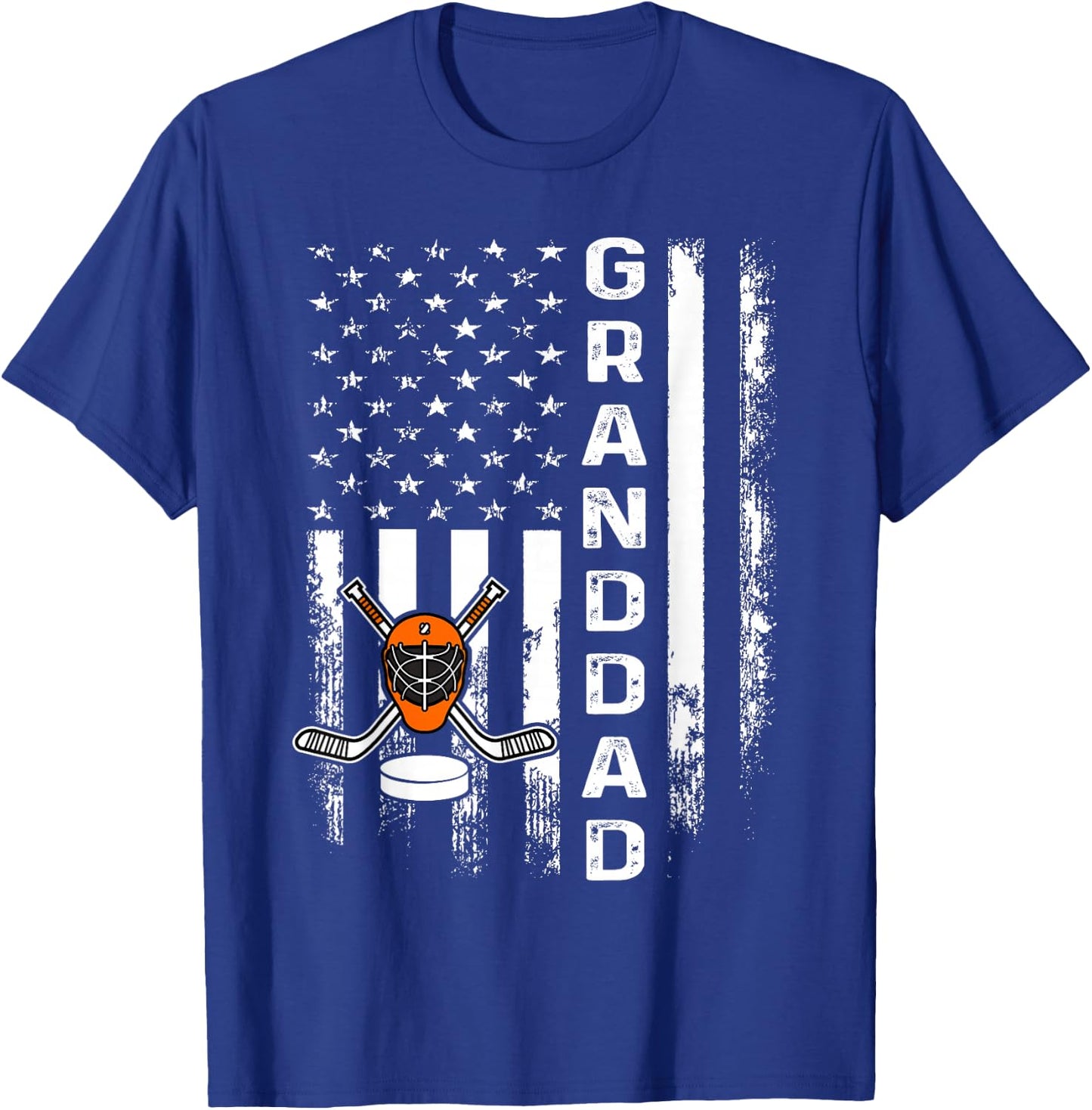 Ice Hockey Granddad America Flag Men Women Christmas Xmas T-Shirt - T-Shirt | Royal