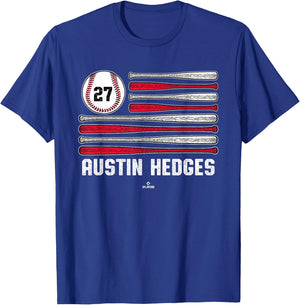 Baseball American Flag Austin Hedges Cleveland Baseball T-Shirt - T-Shirt | Royal