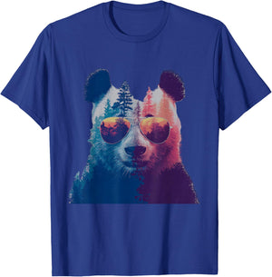 Panda with Sunglasses Motif Wildlife Panda Bear Animal Lover T-Shirt - T-Shirt | Royal