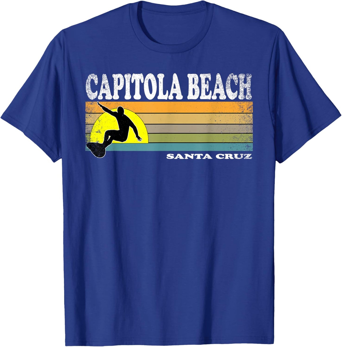 Vintage Capitola Beach Santa Cruz Retro California Surfer T-Shirt - T-Shirt | Royal