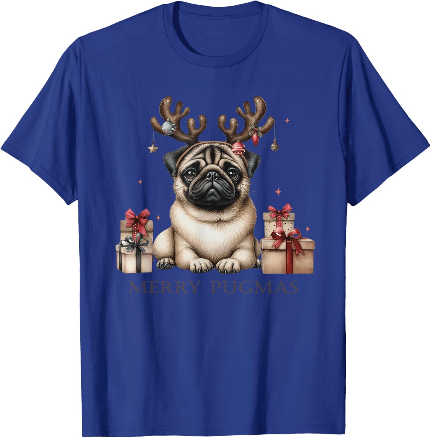 Funny Pug Merry Pugmas Xmas Dogs PugsLove Boys Girls Kids T-Shirt - T-Shirt | Royal