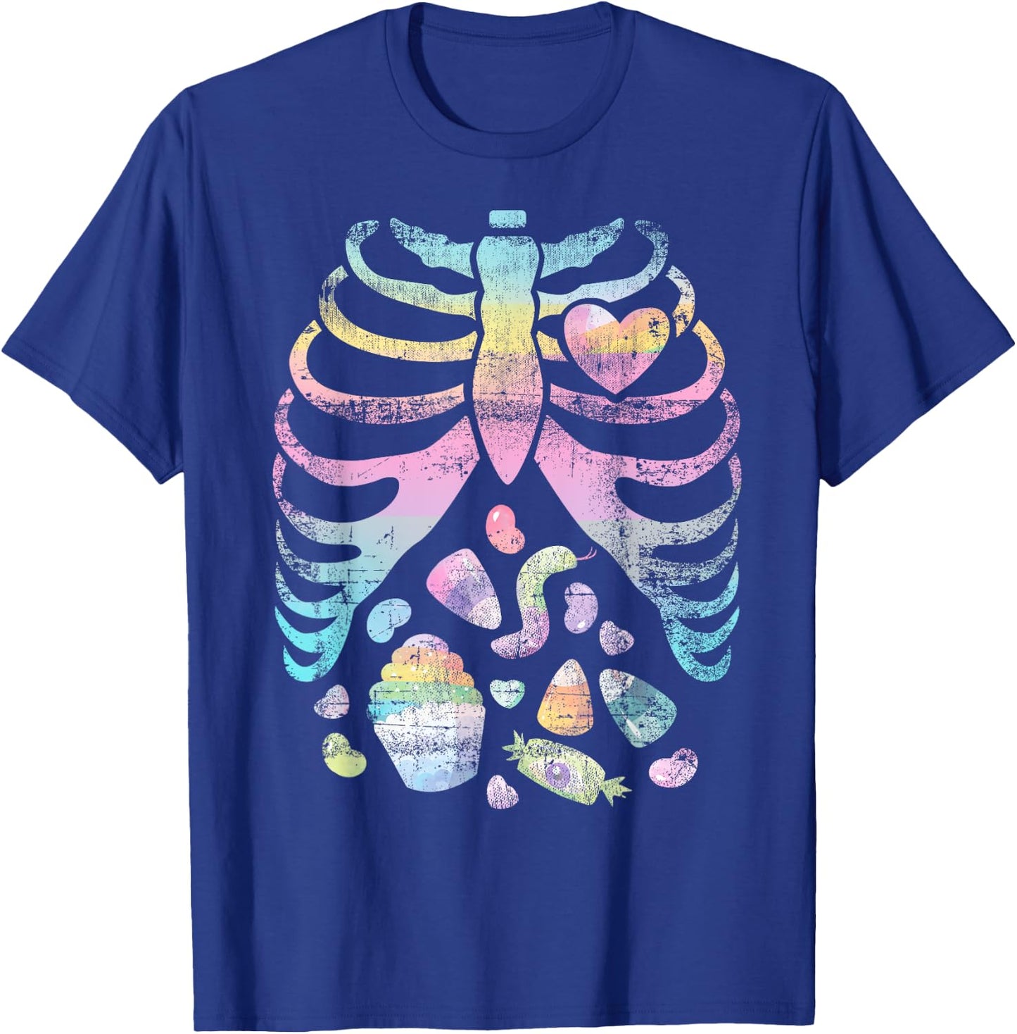 Pastel Goth Skeleton Halloween Rainbow Gift T-Shirt - T-Shirt | Royal