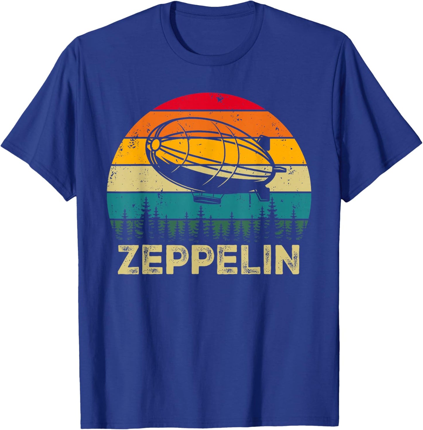 Vintage Retro Zeppelin 70s 80s Dirigible Airship Blimp T-Shirt - T-Shirt | Royal
