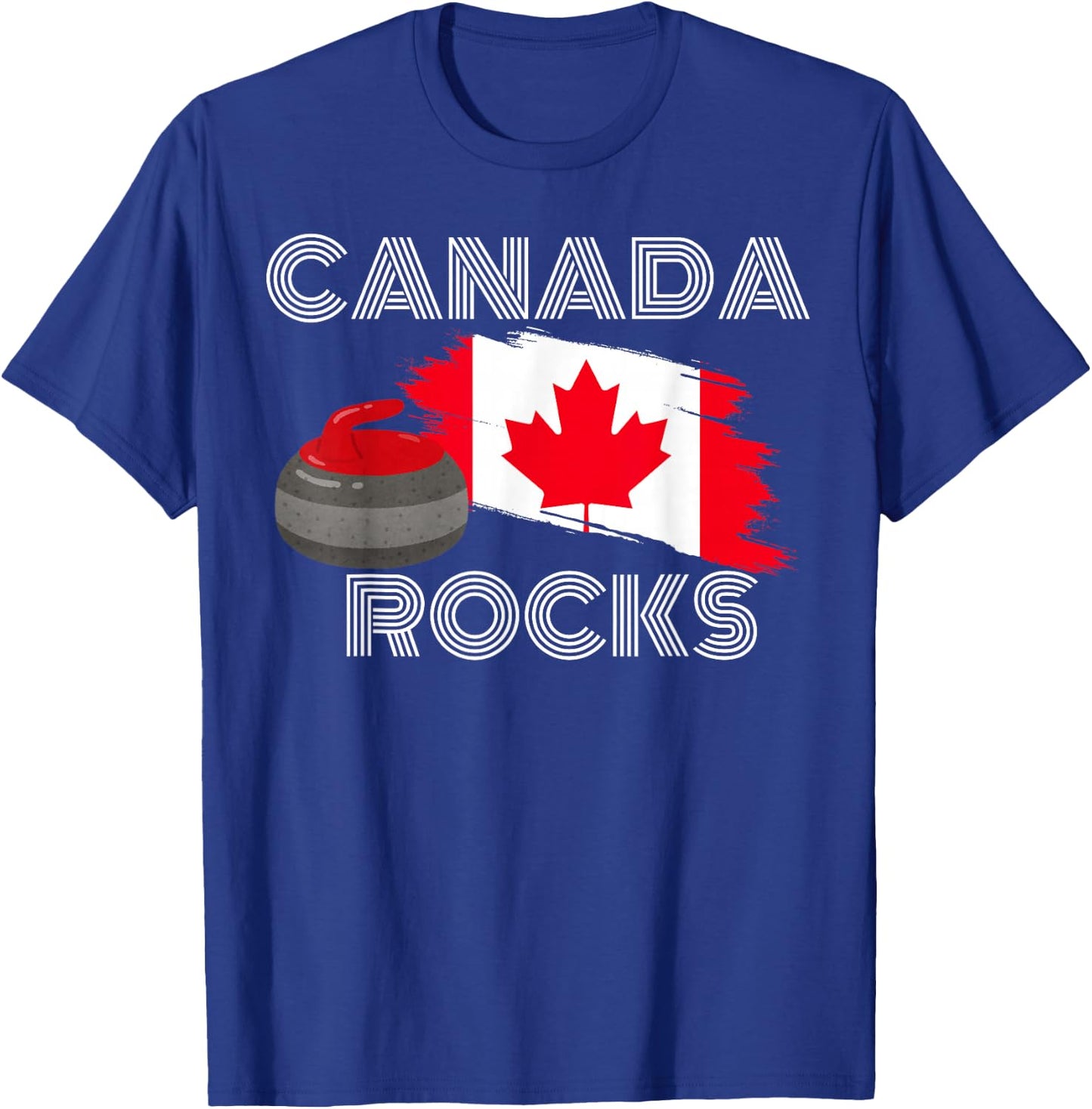 Canada Rocks Curling Team Support Proud Canada Flag T-Shirt - T-Shirt | Royal