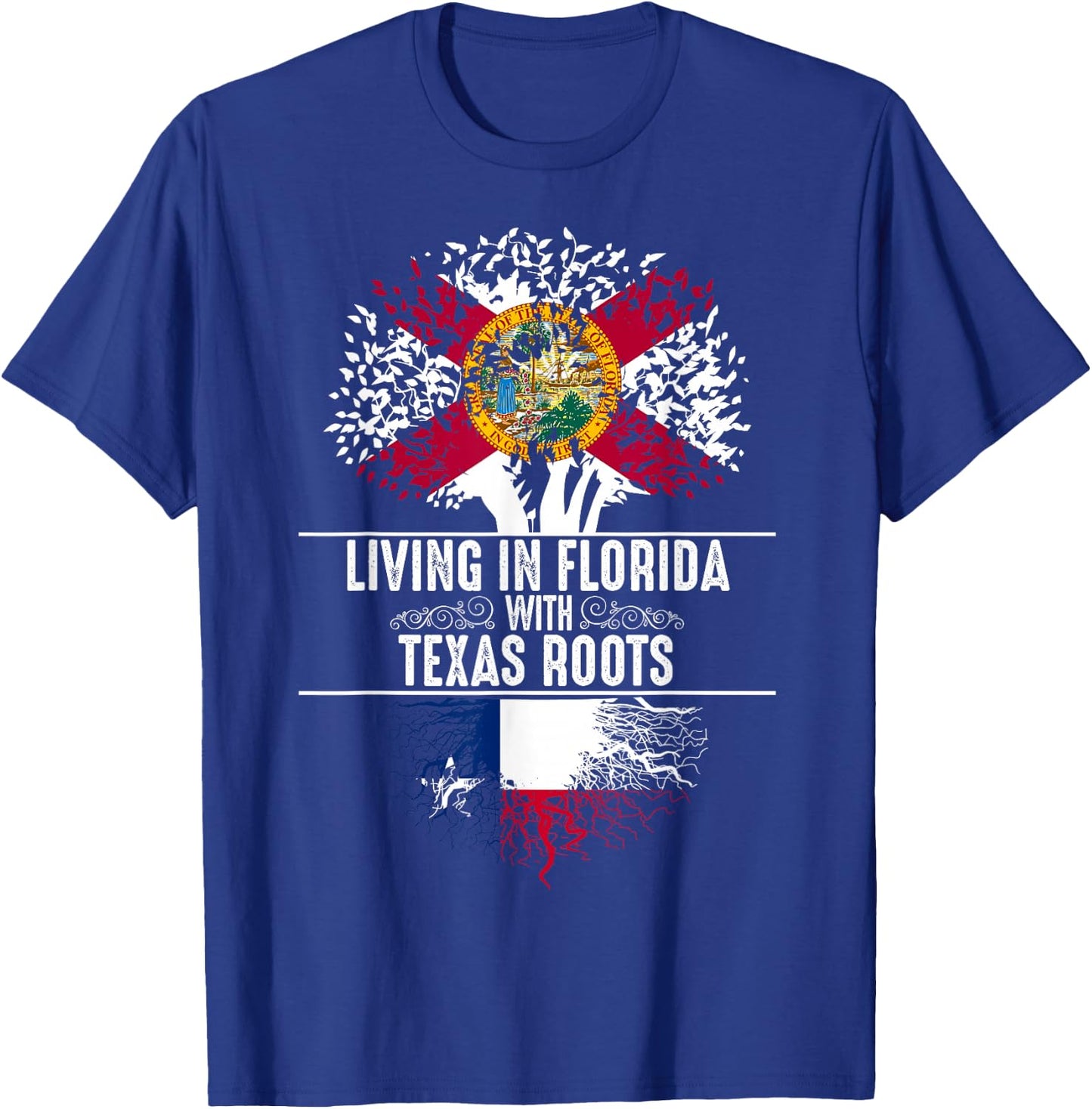 Florida Home Texas Roots State Tree Flag Shirt Love Gift T-Shirt - T-Shirt | Royal