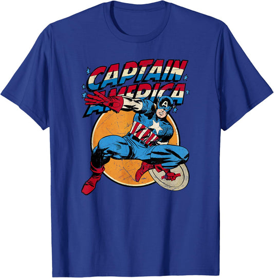 Marvel Avengers Vintage Captain America Avengers Comic Small T-Shirt - T-Shirt | Royal