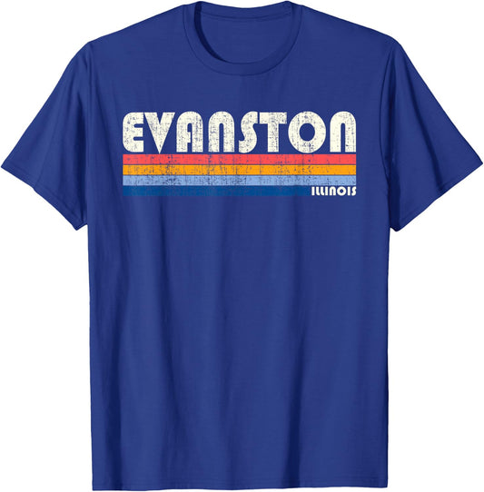 Vintage 70s 80s Style Evanston IL T-Shirt - T-Shirt | Royal