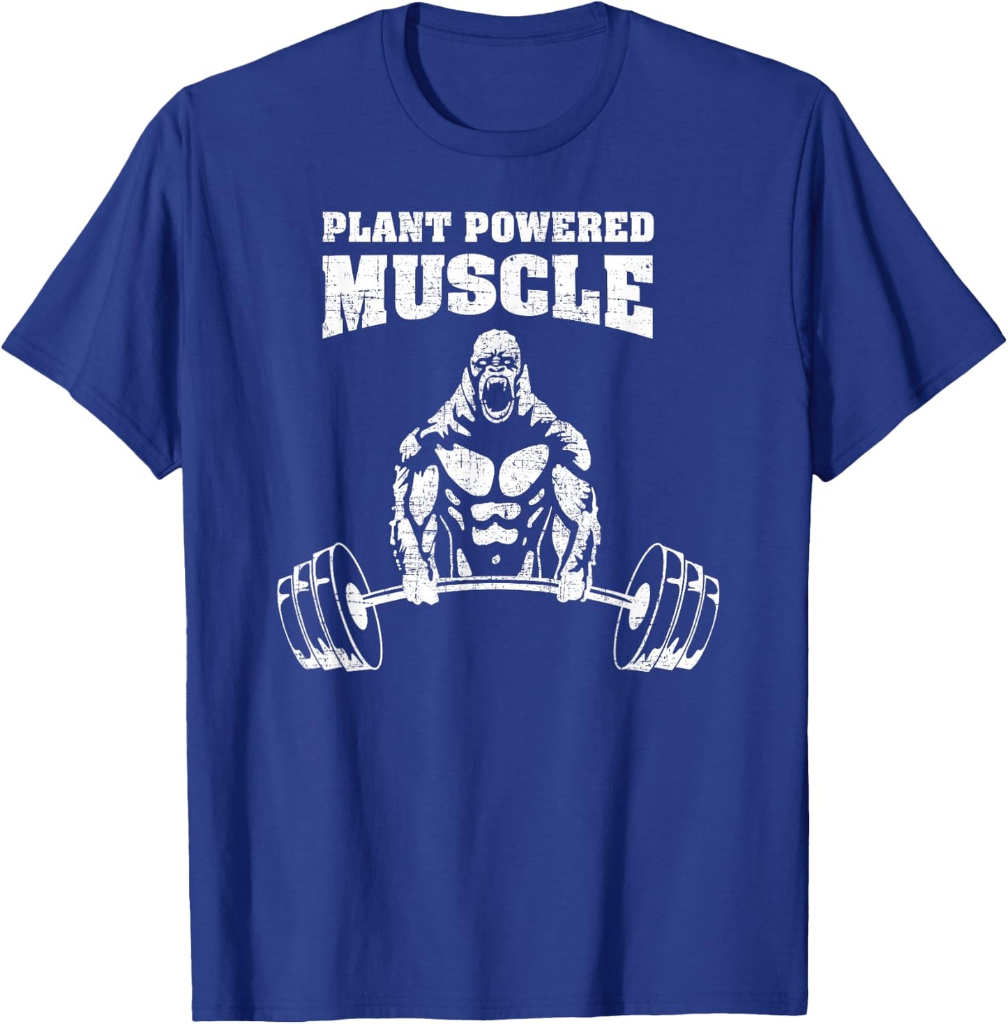 Plant Powered Muscle Vegan Power Bodybuilding Gym Slogan T-Shirt - T-Shirt | Royal