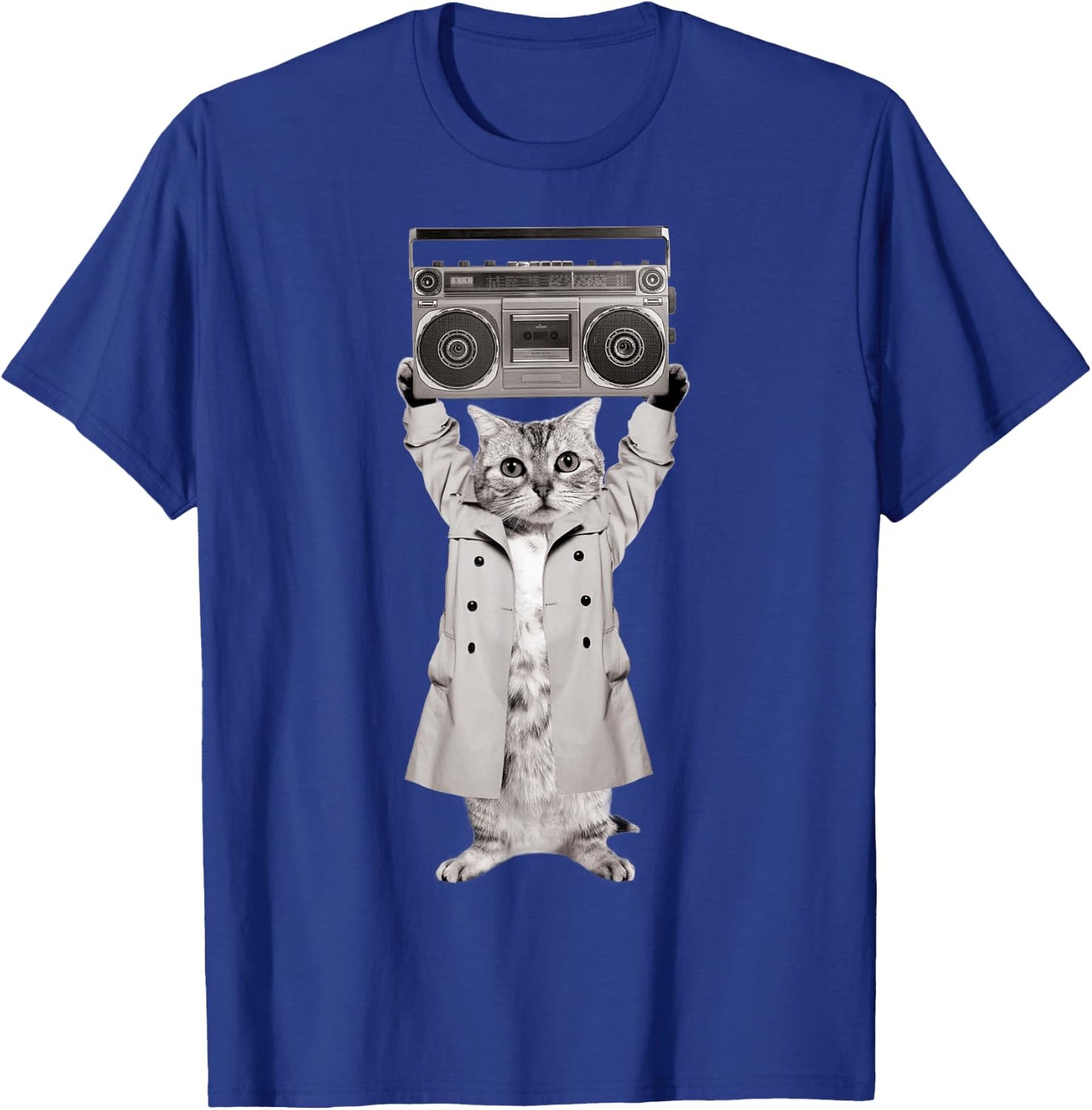 Say Something Cat Boombox Monotone T-Shirt - T-Shirt | Royal