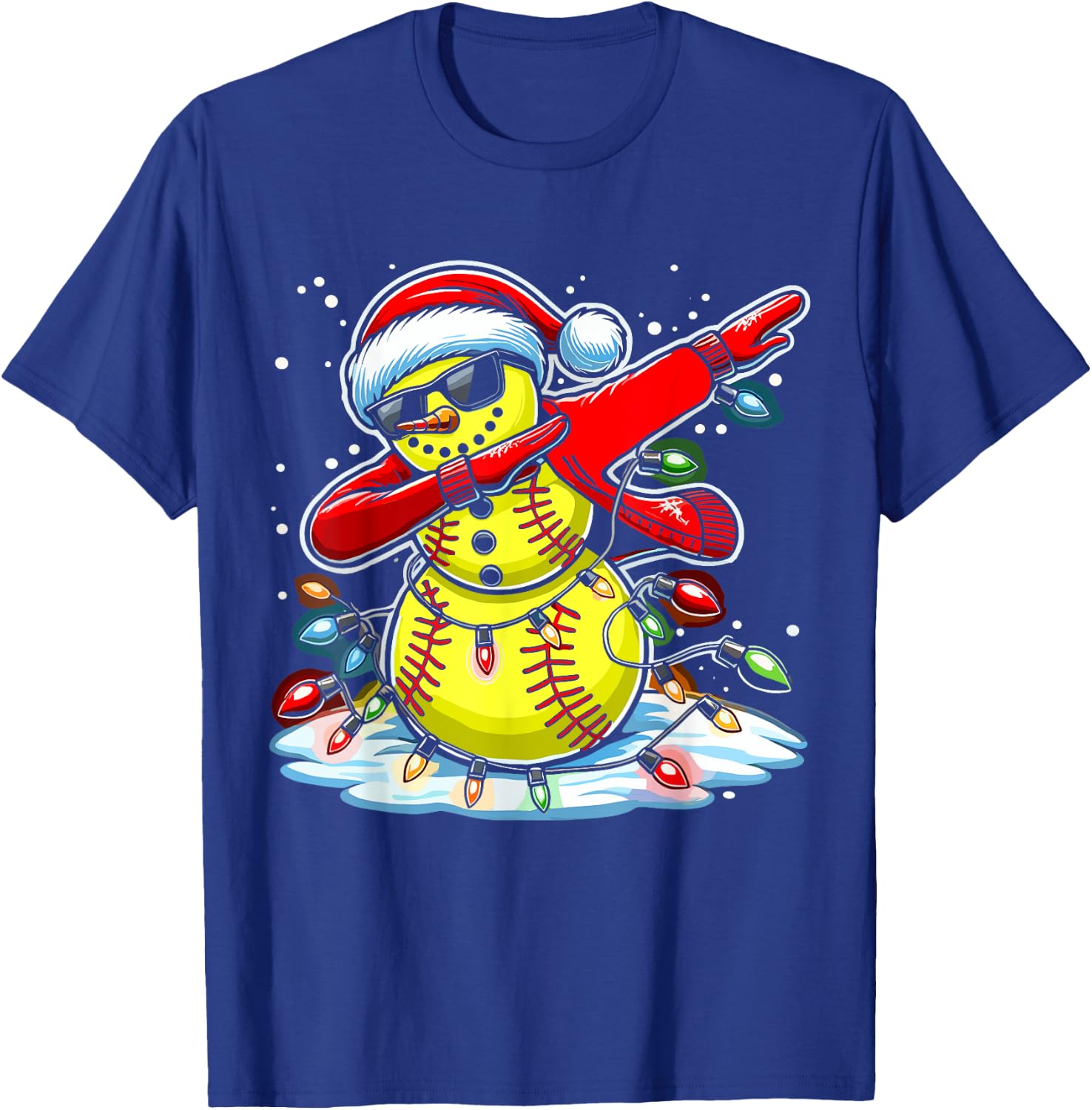 Dabbing Christmas Softball Snowman Girls, Softball Christmas T-Shirt - T-Shirt | Royal