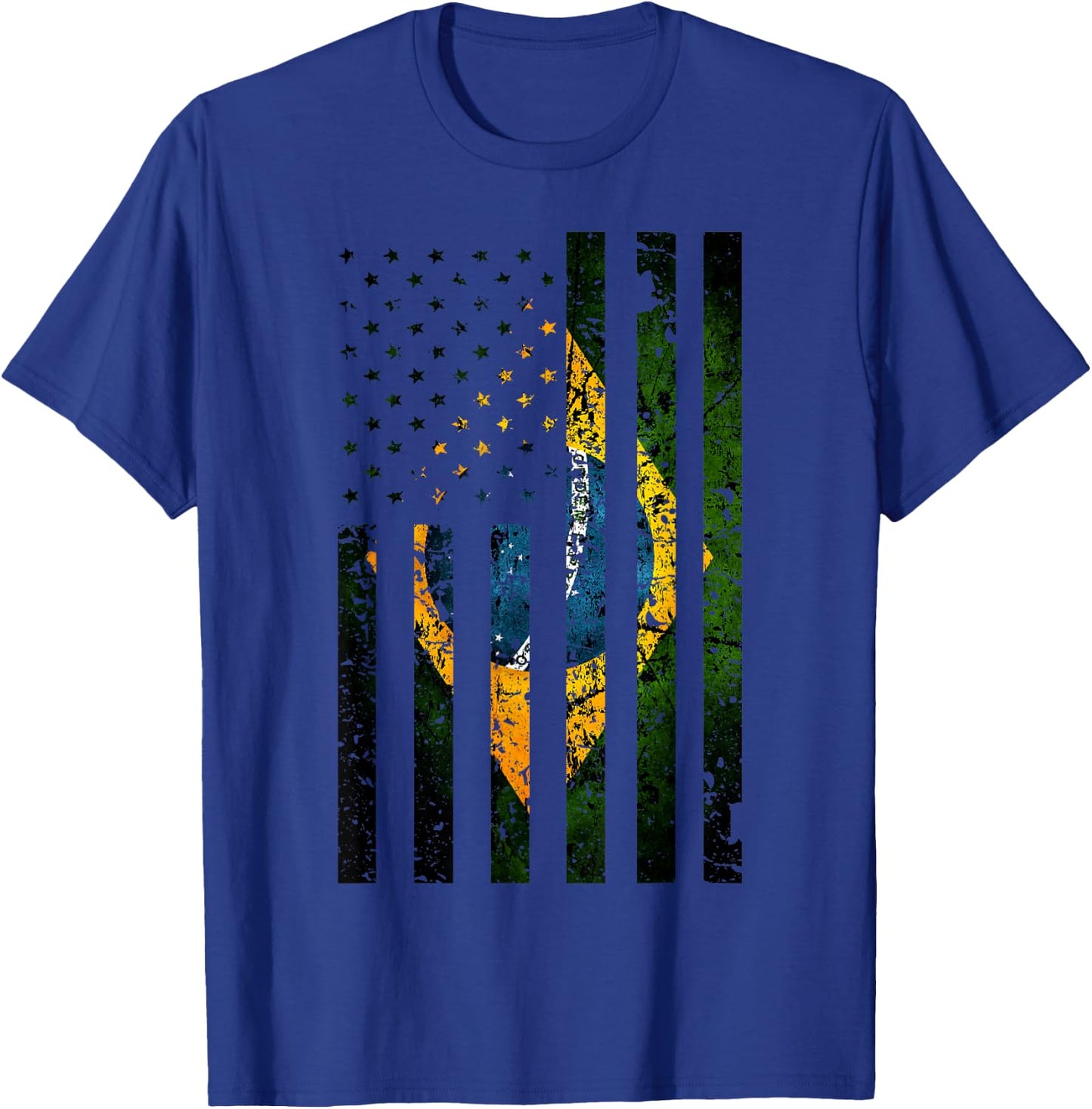 Brazil Brazilian Roots American Flag | Half Brasil Half USA Kids Men T-Shirt - T-Shirt | Royal