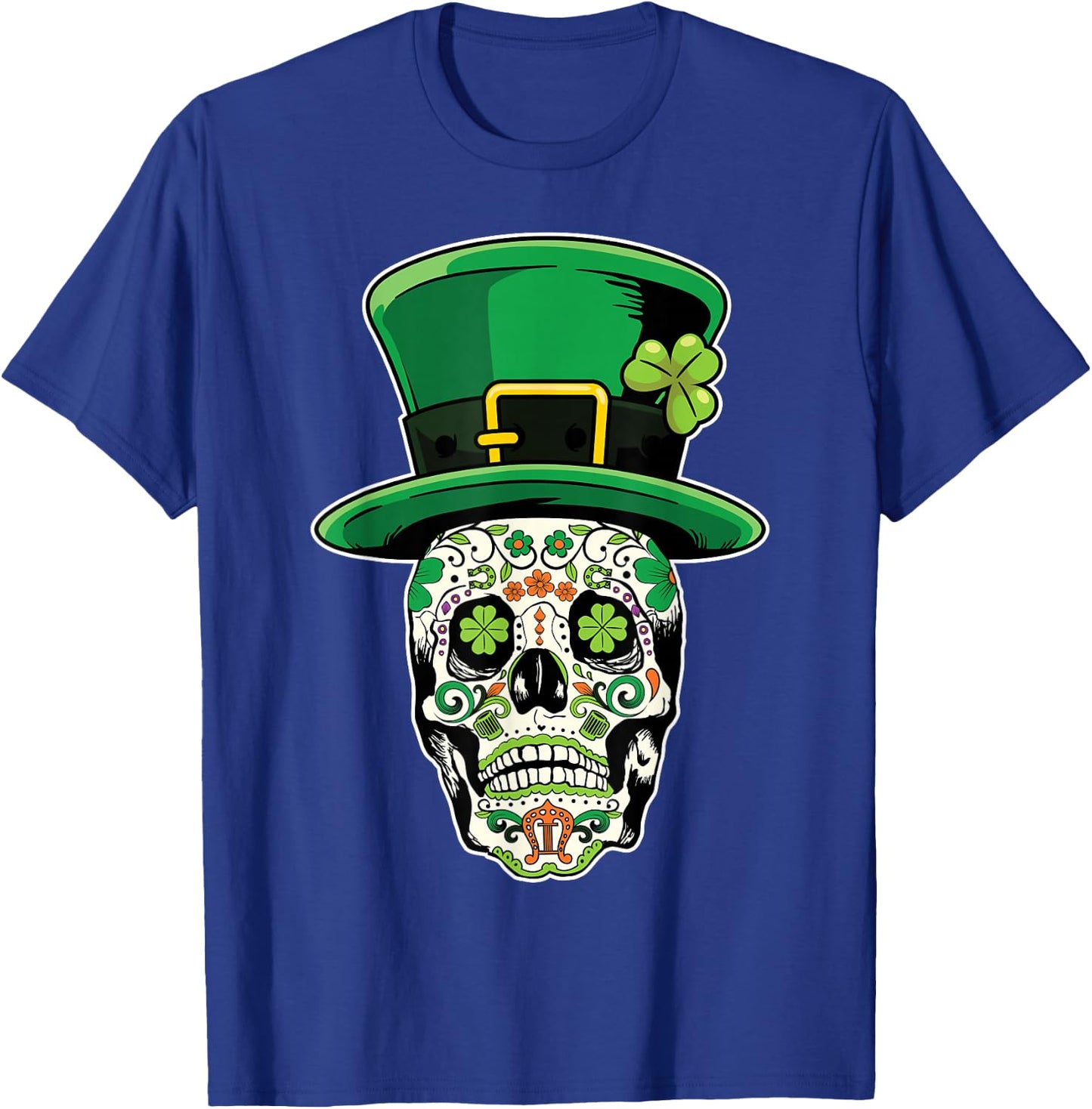 Sugar Skull Saint Patricks Day of Dead T-Shirt - T-Shirt | Royal