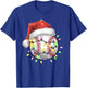 Baseball Christmas Lights Men Boys Youth Santa Sports T-Shirt - T-Shirt | Royal