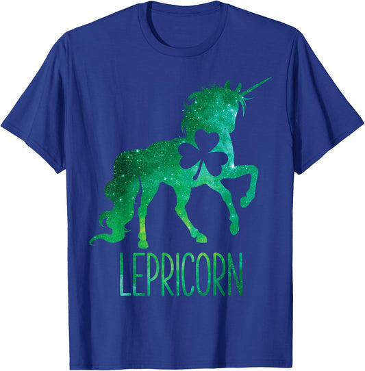 Lepricorn Unicorn St Patricks Day Girls Women Shamrock Space T-Shirt - T-Shirt | Royal
