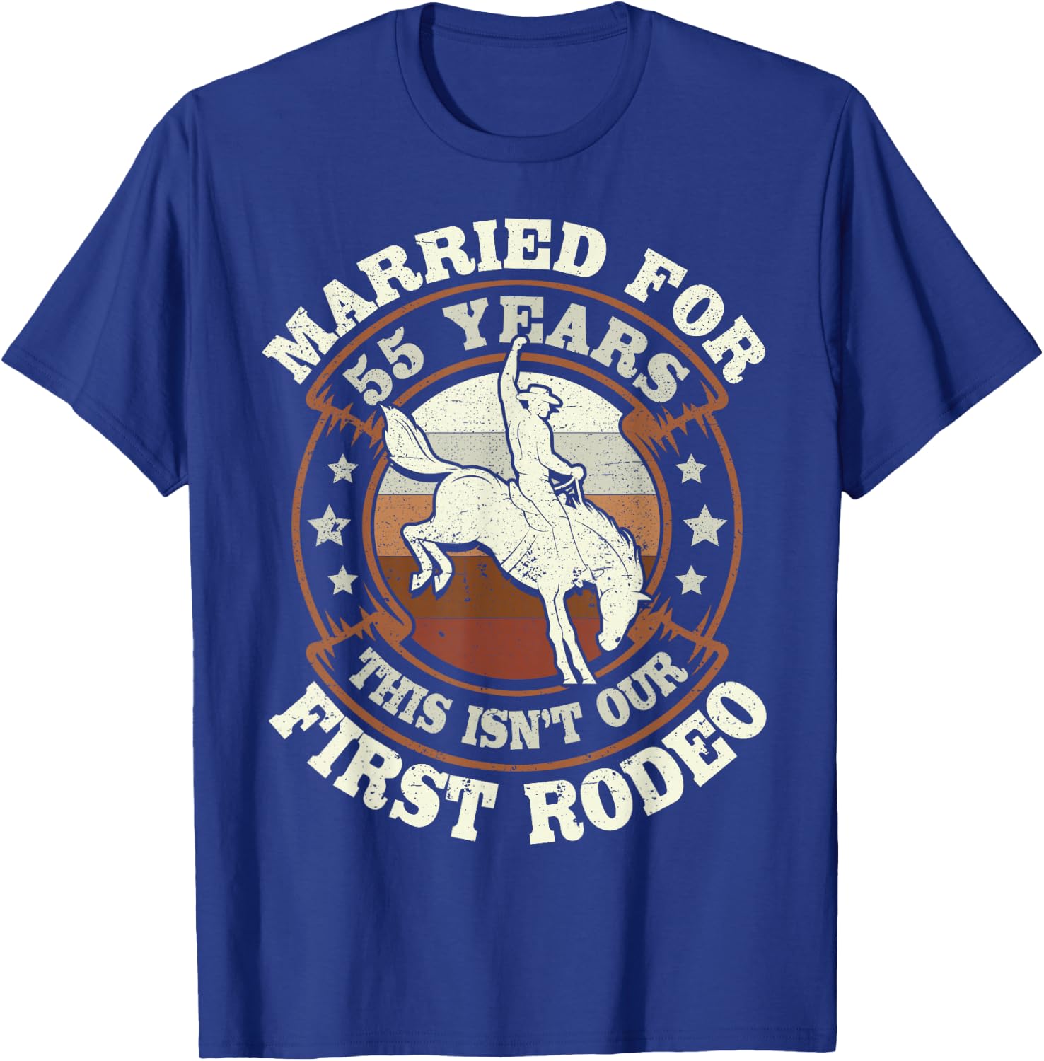 55 Years Married Cowboy 55th Wedding Anniversary Rodeo T-Shirt - T-Shirt | Royal