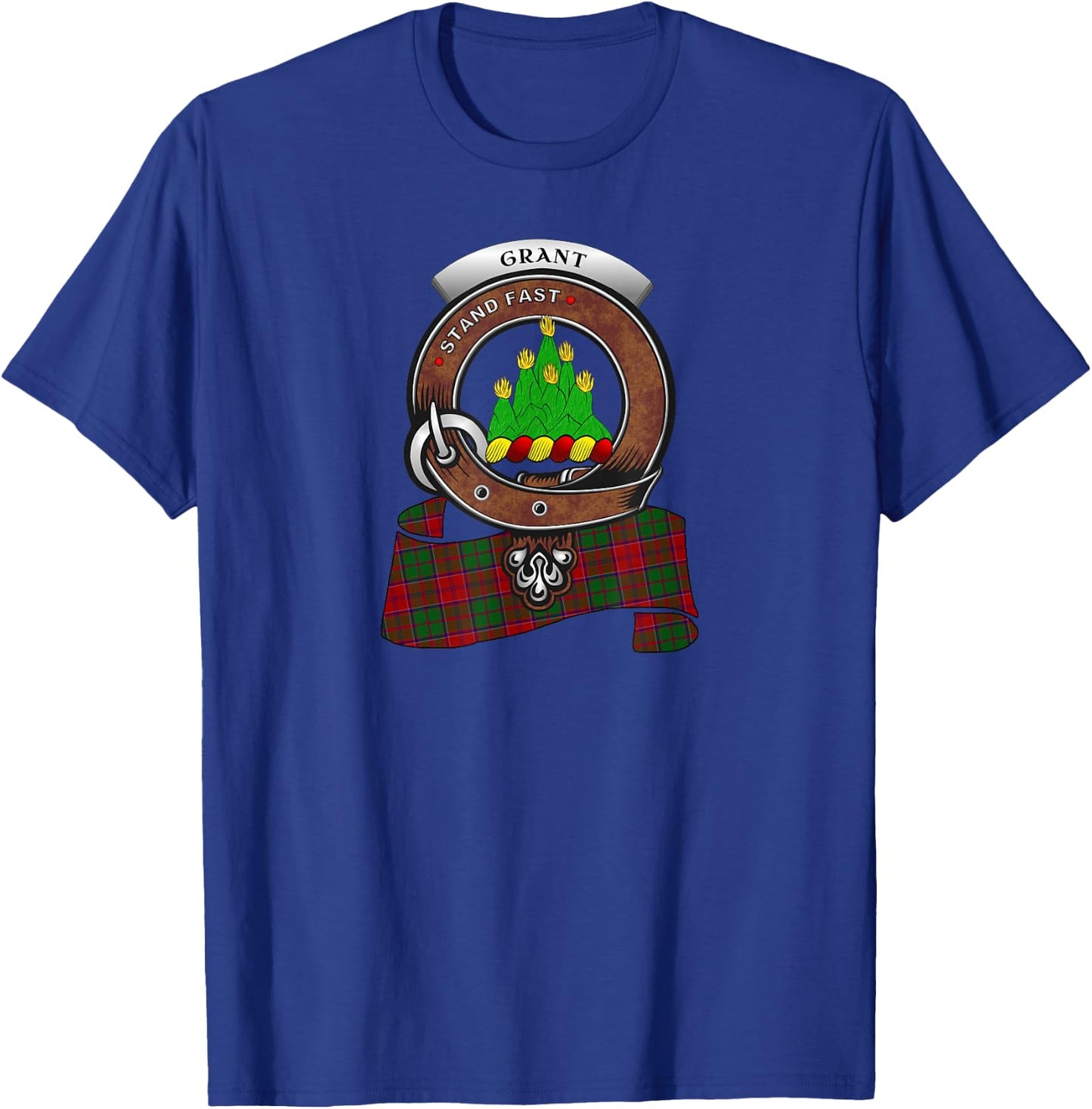 Grant Clan Badge & Tartan T-Shirt - T-Shirt | Royal