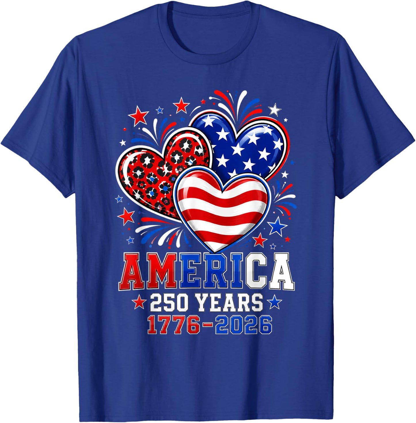 250th Anniversary America Flag Heart 250 Year Women Girls T-Shirt - T-Shirt | Royal