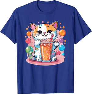 Cat Boba Tea Bubble Tea Anime Kawaii Neko T-Shirt - T-Shirt | Royal