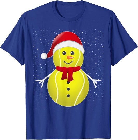 Tennis Ball Snowman Santa T-Shirt - T-Shirt | Royal