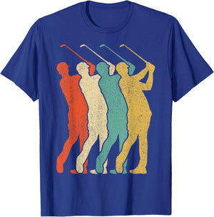 Golf Vintage Silhouette 60s 70s Retro Gift Club & Ball Sport T-Shirt - T-Shirt | Royal