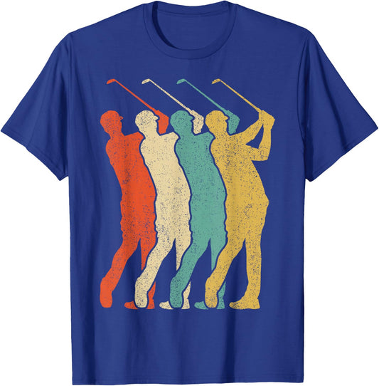 Golf Vintage Silhouette 60s 70s Retro Gift Club & Ball Sport T-Shirt - T-Shirt | Royal