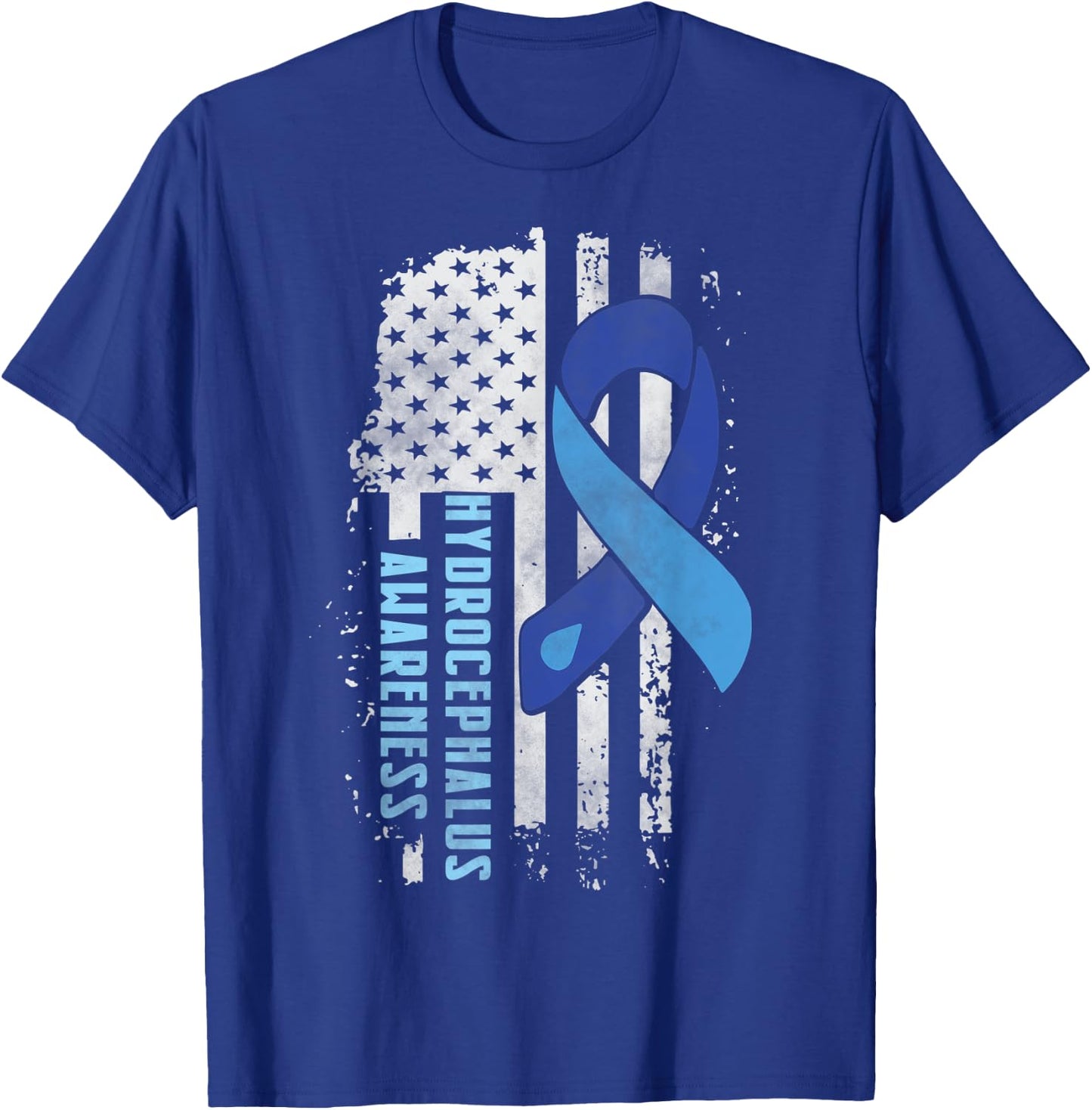 Hydrocephalus Awareness Shirt US American Flag Gift Shirt Kids Men T-Shirt - T-Shirt | Royal