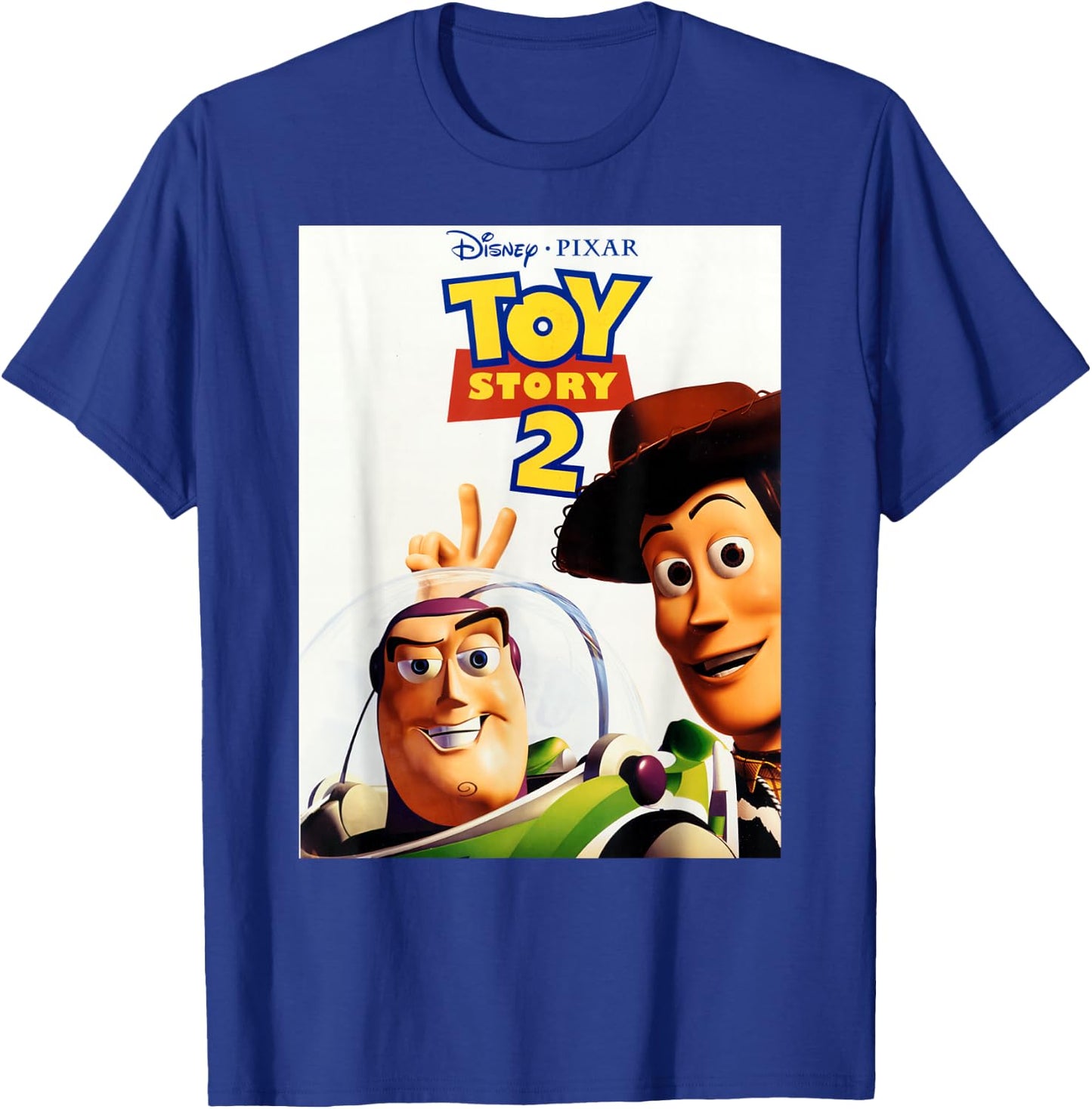 Disney Pixar Toy Story 2 Woody And Buzz Movie Poster T-Shirt - T-Shirt | Royal