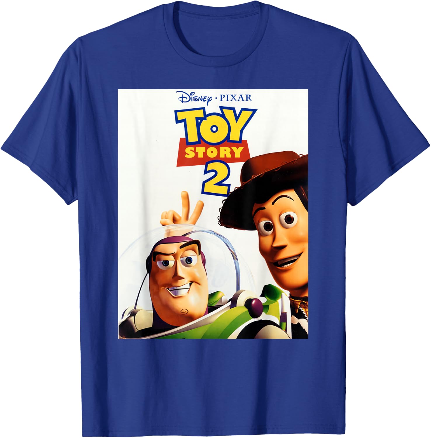 Disney Pixar Toy Story 2 Woody And Buzz Movie Poster T-Shirt - T-Shirt | Royal