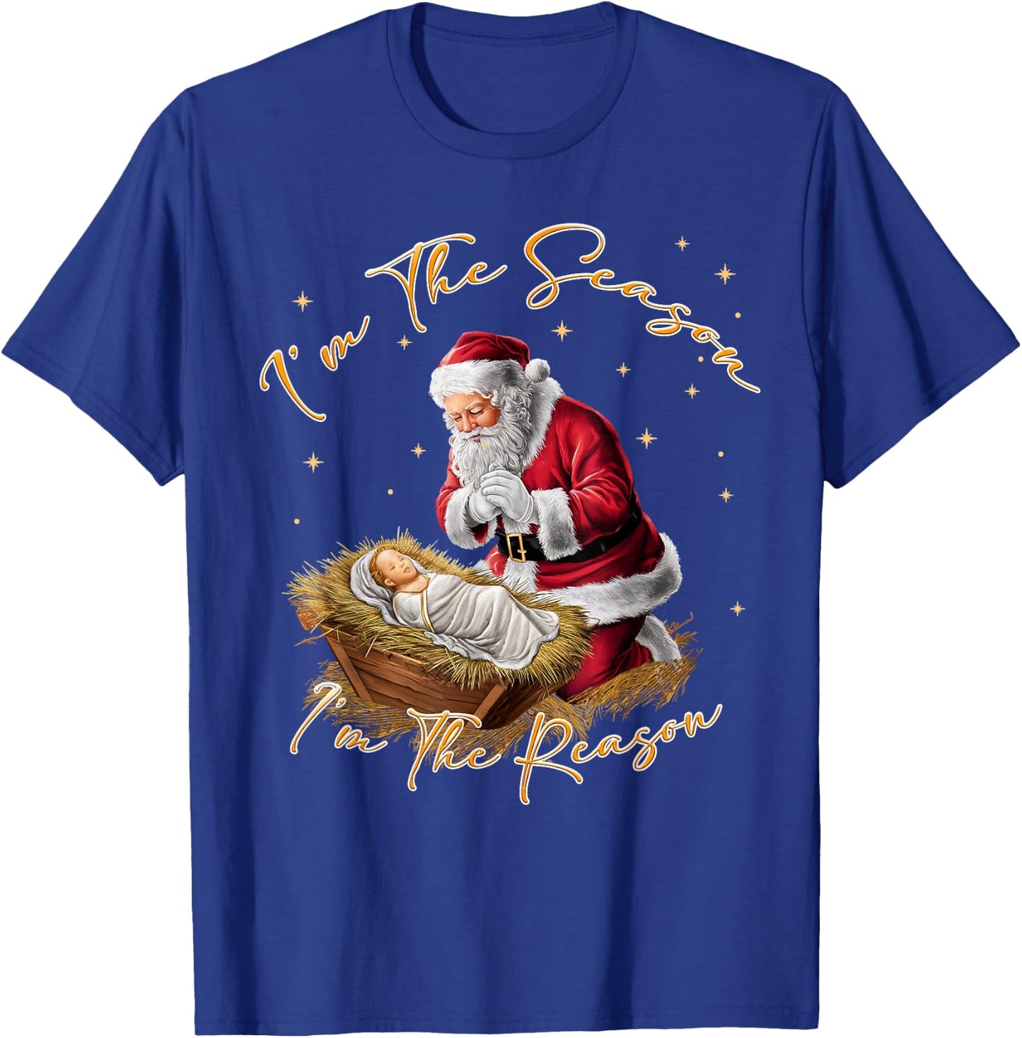 Retro I'm The Season I'm The Reason Santa Religious Xmas T-Shirt - T-Shirt | Royal