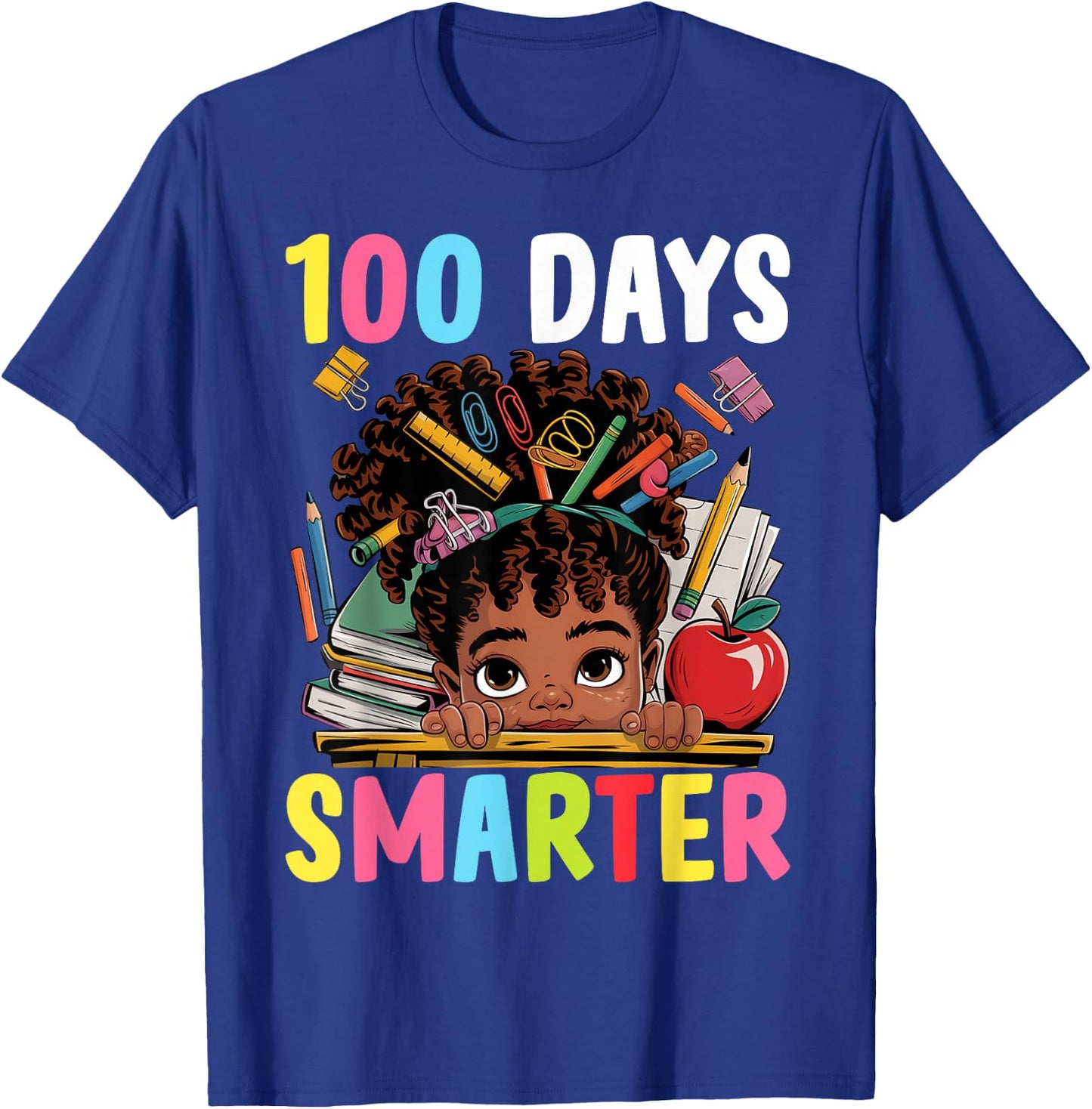 100 Days of School Shirt Afro Girl Kids 100th Day Teacher T-Shirt - T-Shirt | Royal