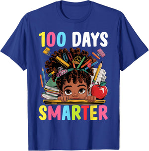 100 Days of School Shirt Afro Girl Kids 100th Day Teacher T-Shirt - T-Shirt | Royal
