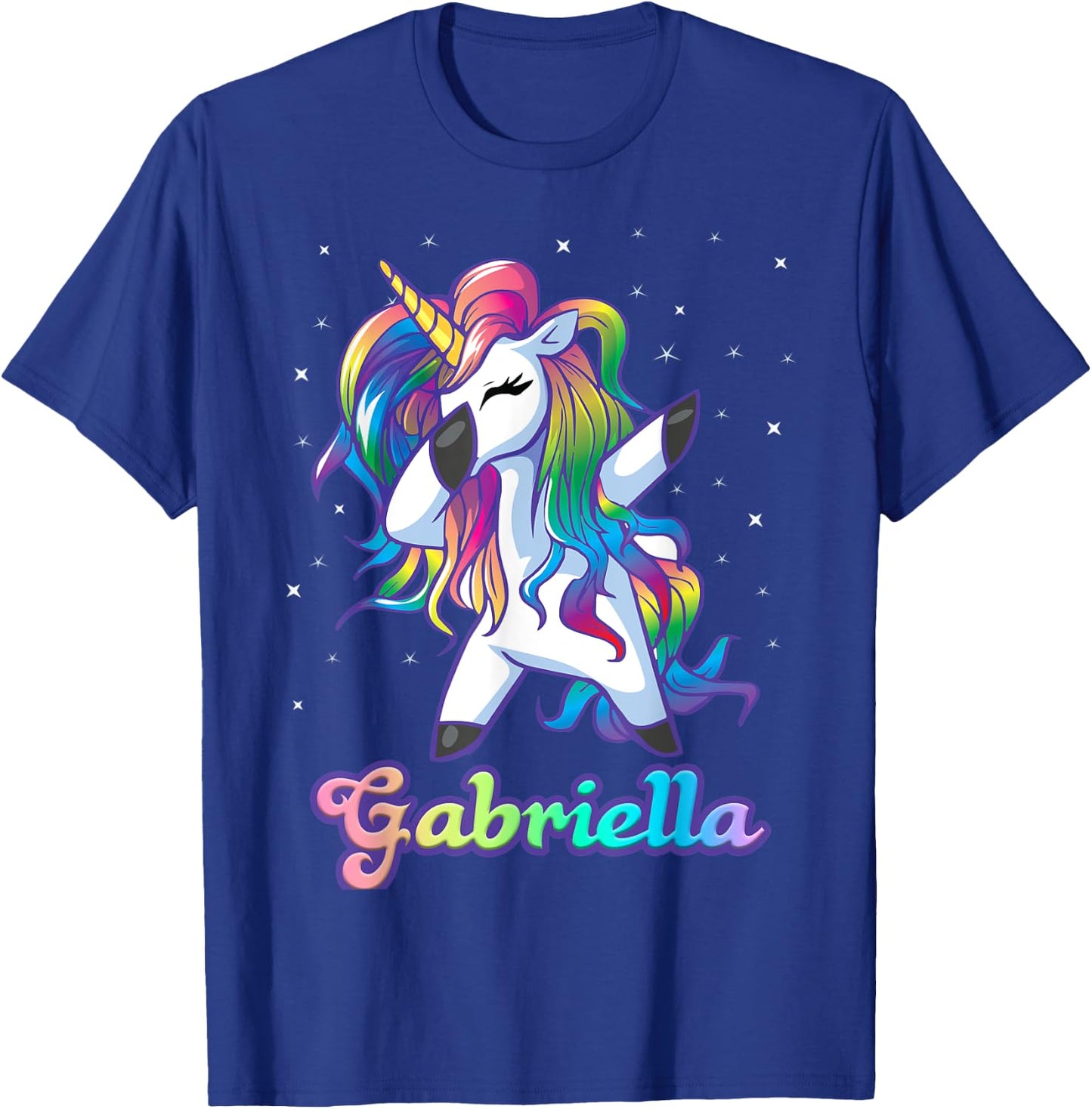GABRIELLA Name Personalized Custom Rainbow Unicorn Dabbing T-Shirt - T-Shirt | Royal