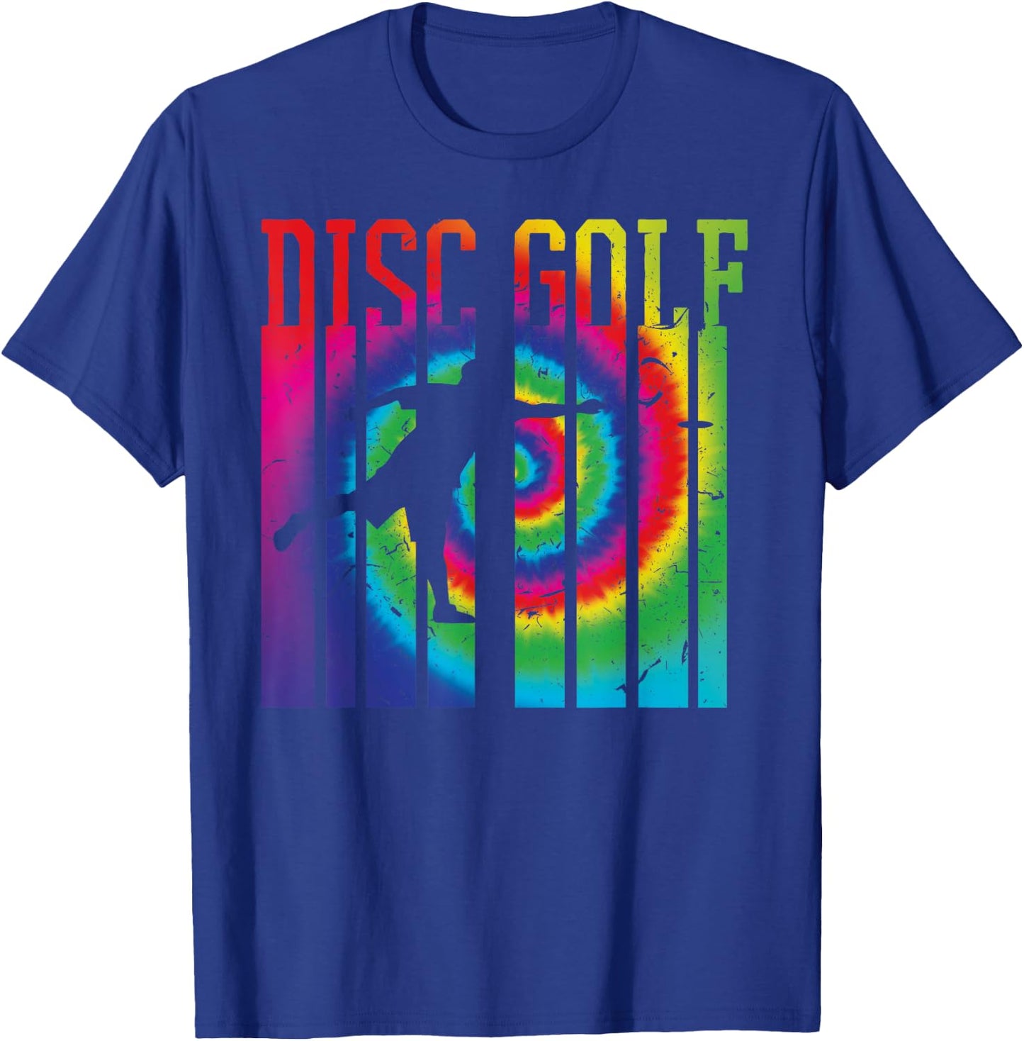 Retro Disc Golf Silhouette Shirt | Vintage Tie Dye Frisbee T-Shirt - T-Shirt | Royal