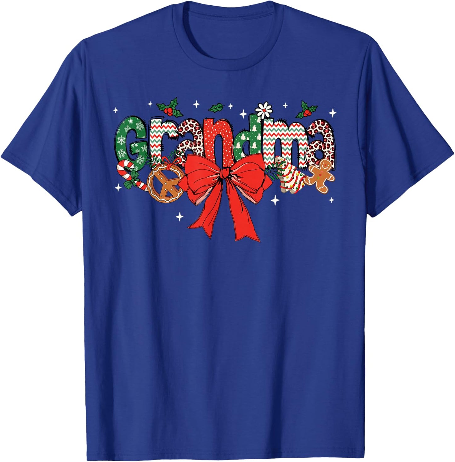 Grandma Coquette Bow Christmas Merry Xmas Family Matching T-Shirt - T-Shirt | Royal