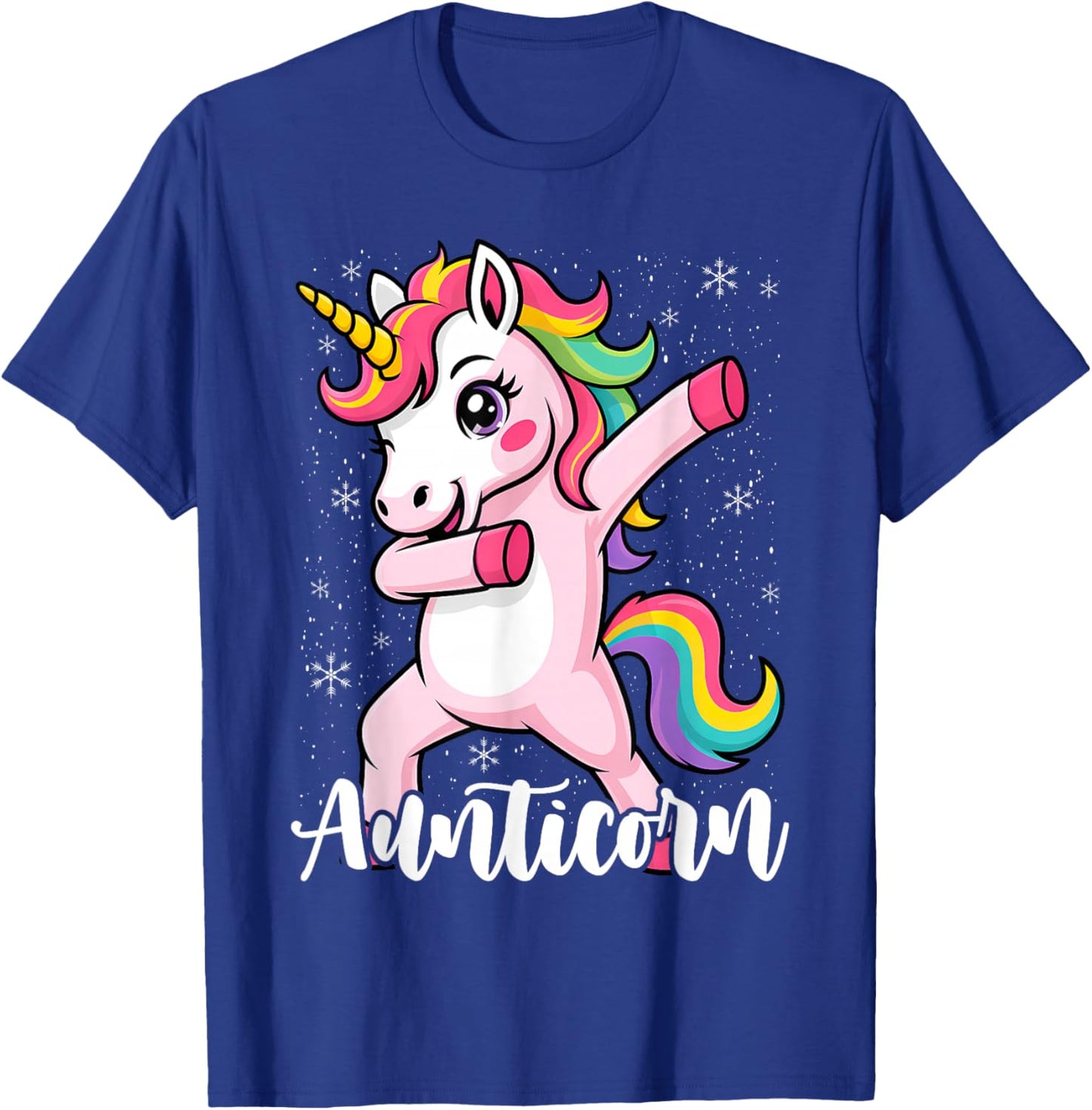 Aunticorn Aunty Dabbing Unicorn Auntie Aunt Christmas T-Shirt - T-Shirt | Royal