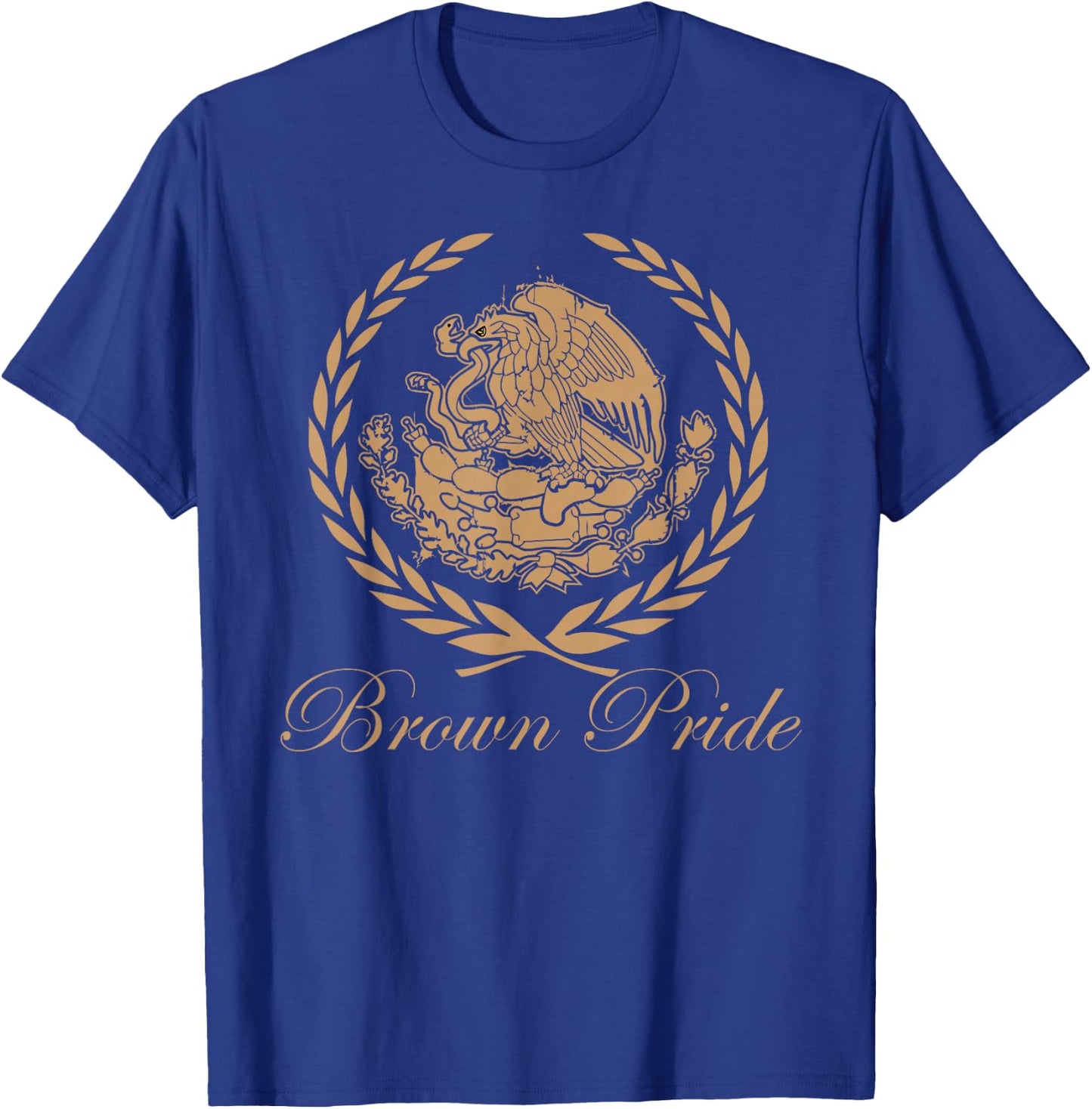 CaliDesign Men's Brown Pride Mexican Heritage Flag T-Shirt - T-Shirt | Royal