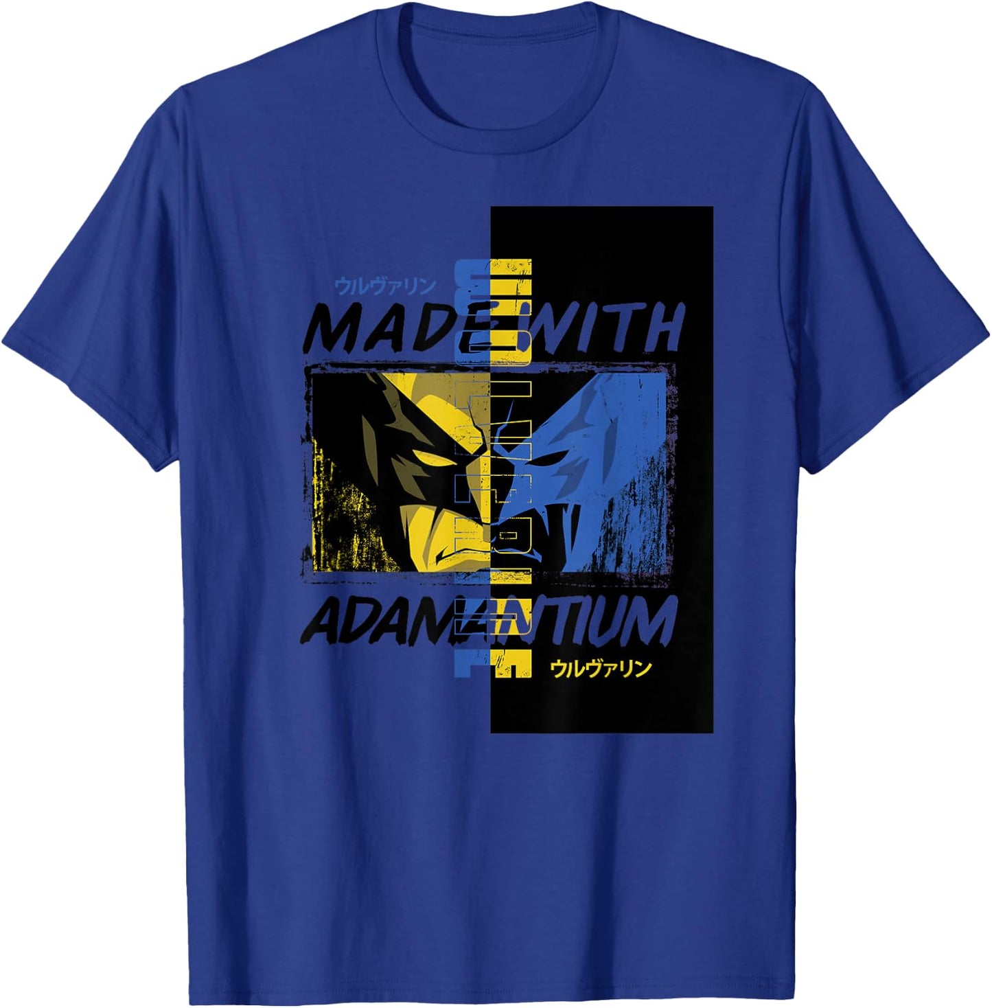 Marvel Wolverine Made With Adamantium Japanese Colour Block T-Shirt - T-Shirt | Royal