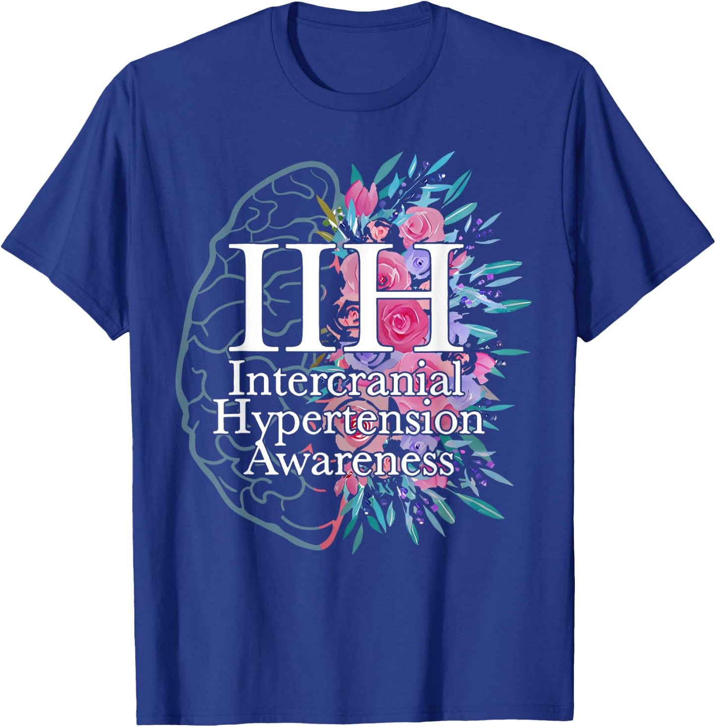 Idiopathic Intracranial Hypertension Awareness Brain Floral T-Shirt - T-Shirt | Royal