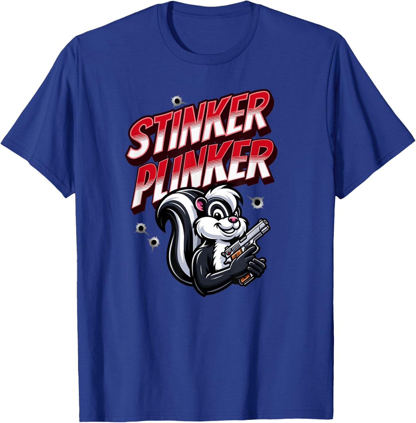 Stinker Plinker - Skunk Handgun Shootist T-Shirt - T-Shirt | Royal