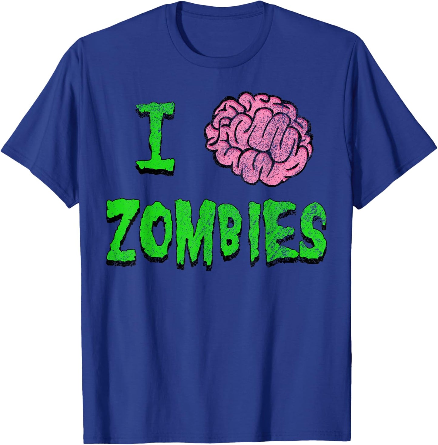 I Heart Zombies - I Brain Zombies Shirt - Distressed Grunge T-Shirt - T-Shirt | Royal