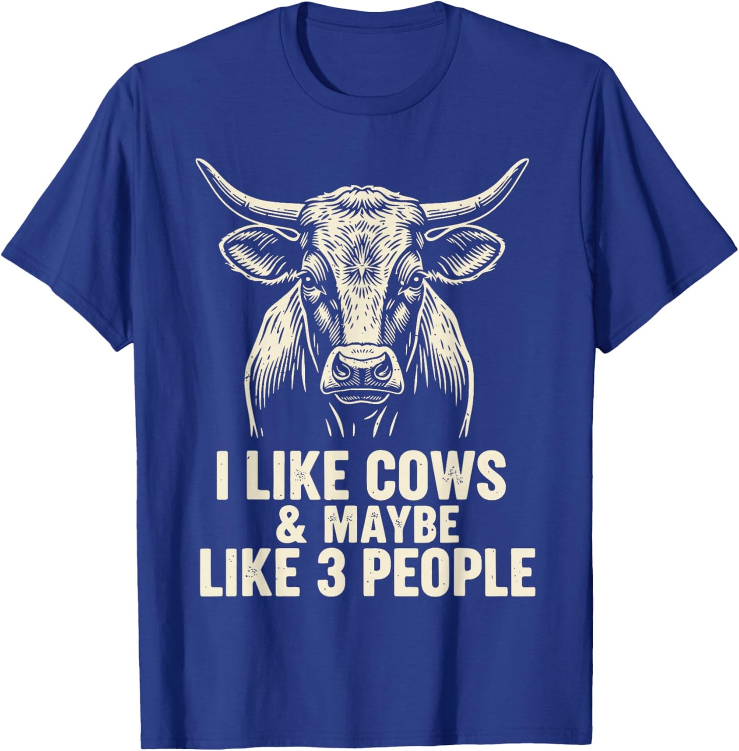 I Like Cows and Maybe Like 3 People Farm Farmer Vintage T-Shirt - T-Shirt | Royal