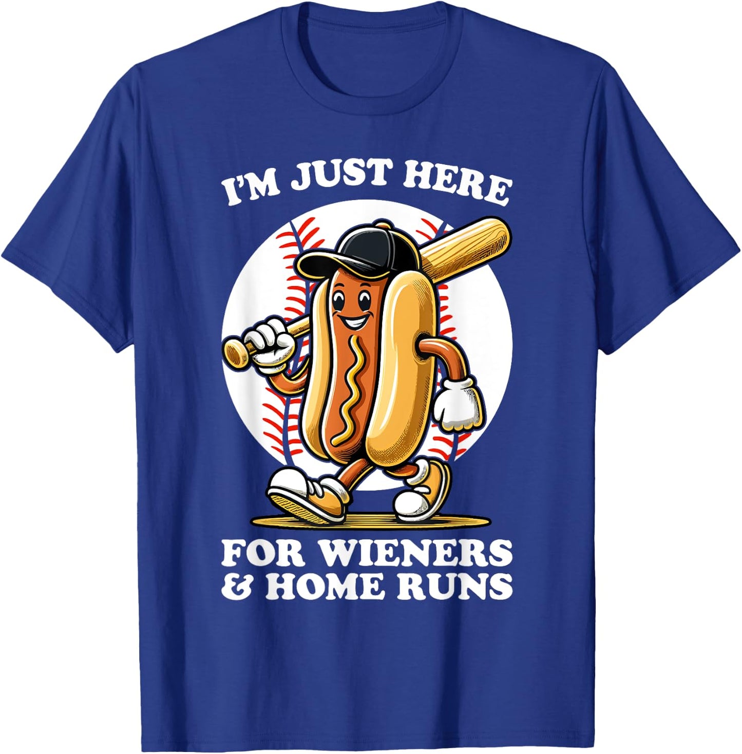 Funny Baseball Design Men Wieners & Home Runs T-Shirt - T-Shirt | Royal