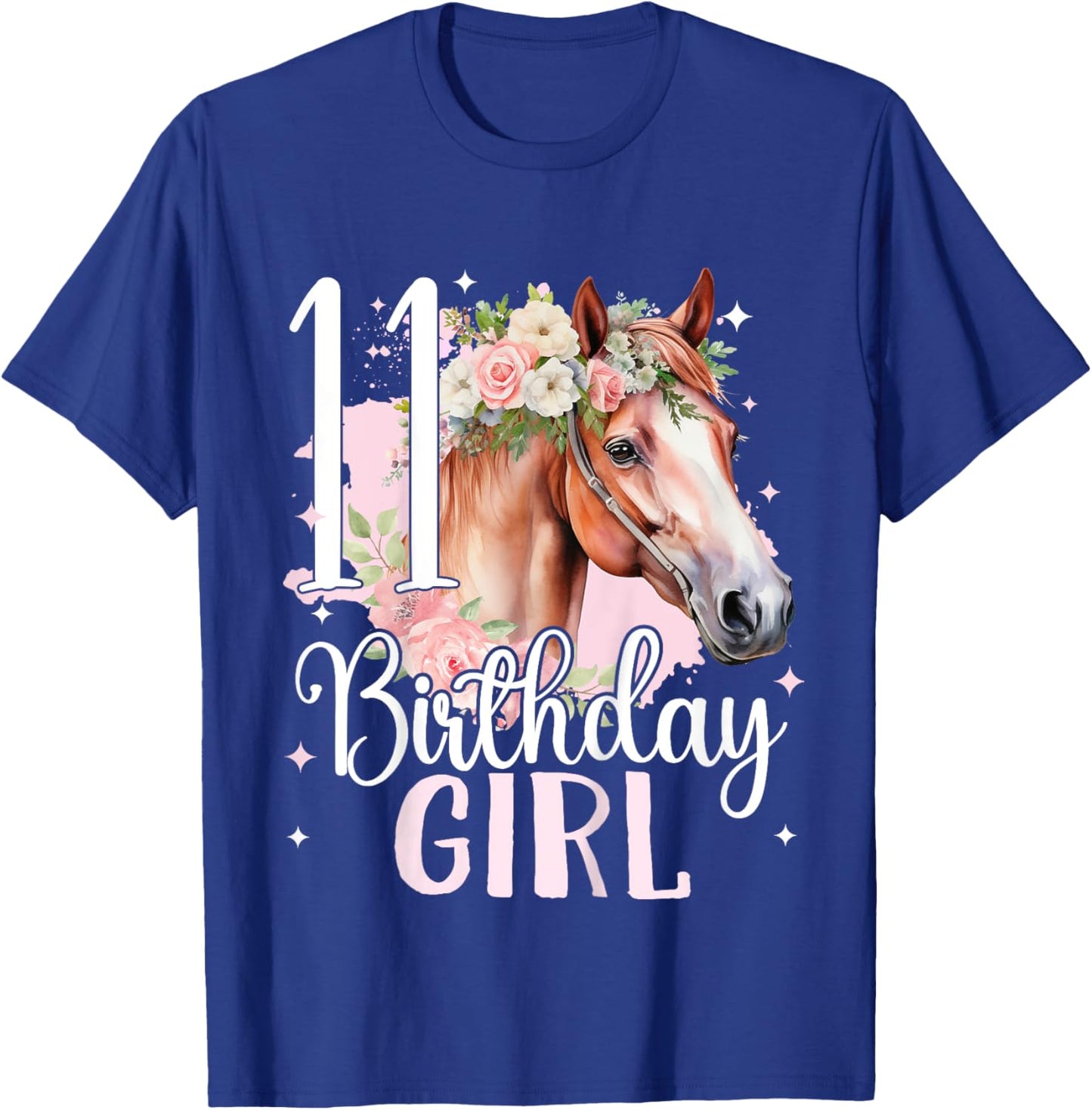 11th Birthday Horse Girl 11 Years Eleven Birthday Girl T-Shirt - T-Shirt | Royal