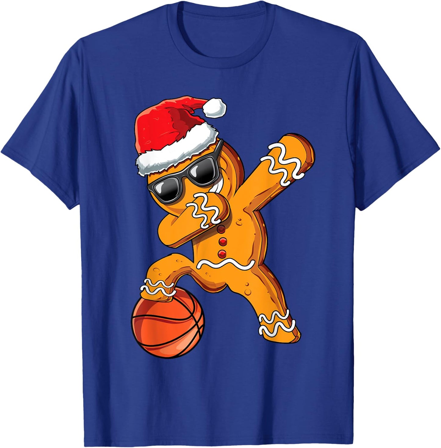 Christmas Dabbing Gingerbread Man Dab Cool Basketball Gift T-Shirt - T-Shirt | Royal