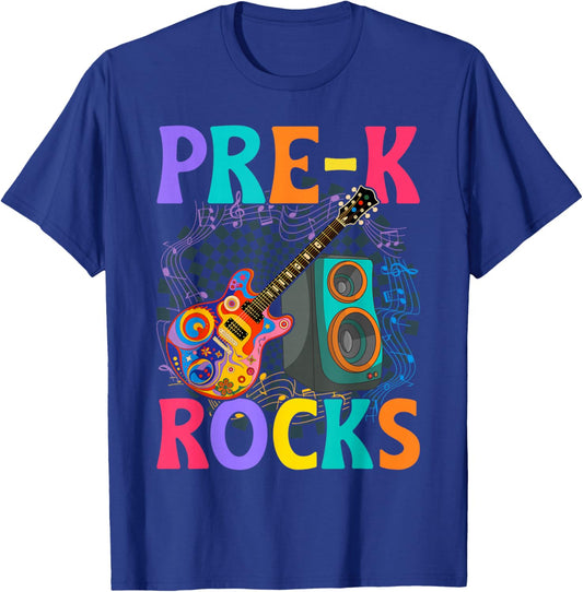 Pre-K Rocks ABCD Rock Star Back to School Teacher Student T-Shirt - T-Shirt | Royal