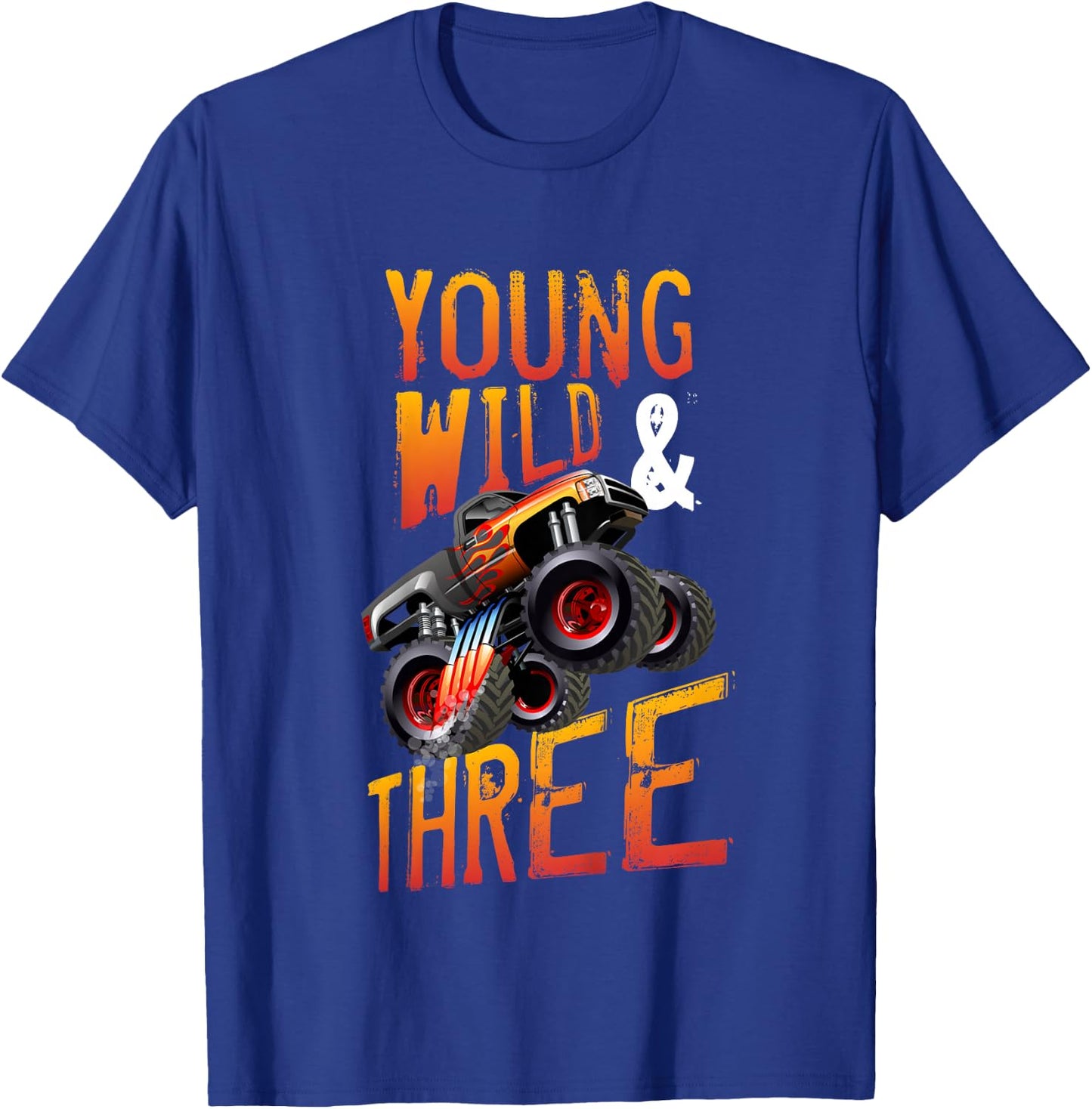 3rd Birthday Boy Monster Truck Rule JAM Three Years T-Shirt - T-Shirt | Royal