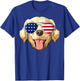Patriotic Golden Retriever American Flag Glasses 4th July T-Shirt - T-Shirt | Royal