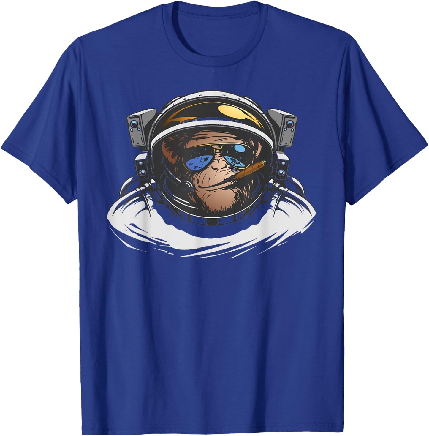 Funny Astronaut Monkey Smoking A Cigar Space T-Shirt - T-Shirt | Royal